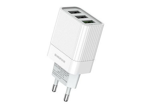 cumpără Borofone BA40A Speedway three-Port QC3.0 charger (EU) white, 723369 (incarcator universal/универсальное зарядное устройство для планшетов и смартфонов) în Chișinău 