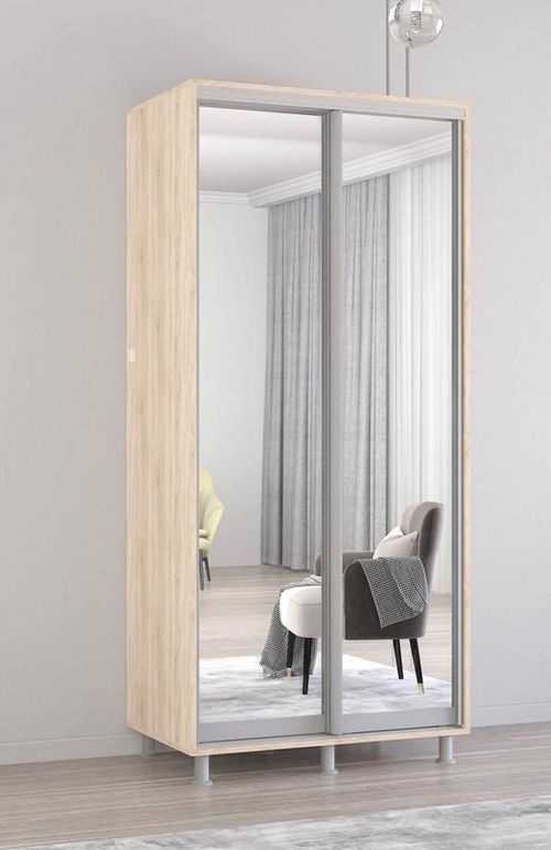 купить Шкаф Mobildor-Lux Раздвижные зеркальные двери Aron-P (140x60x220H см) Sonoma в Кишинёве 