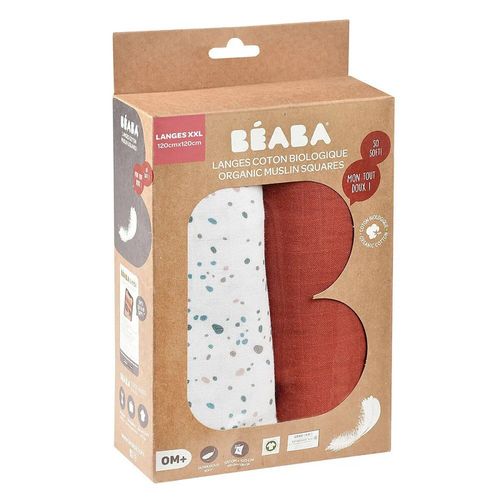 Set pelincute din muslin Beaba Hot Sauce/Terrazzo (2 buc) 120x120 cm 