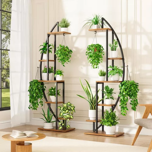 купить Подставка для цветов Mobildor-Lux Suport pentru plante Semilună cu iluminare, MDF/metal (negru/nuc) в Кишинёве 