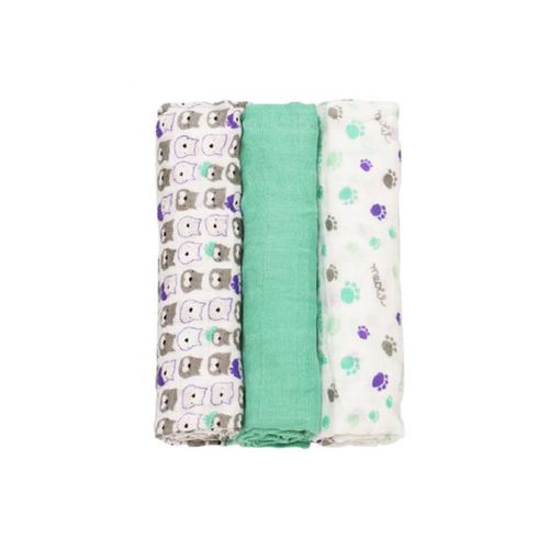 Пелёнки муслиновые Babyono бирюзовые 3 шт 