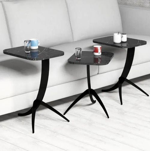cumpără Măsuţă cafea Trendy Pion, Marmura Neagra, masa de cuibarit (3 bucati) în Chișinău 