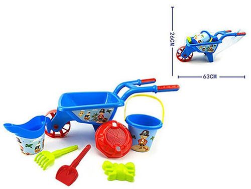 купить Игрушка Promstore 45058 MerConser Набор игрушек для песка в синей тележке 7ед 60x26cm в Кишинёве 