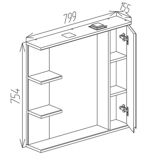 cumpără Oglindă baie Bayro Studio 800x750 правый белый мат în Chișinău 
