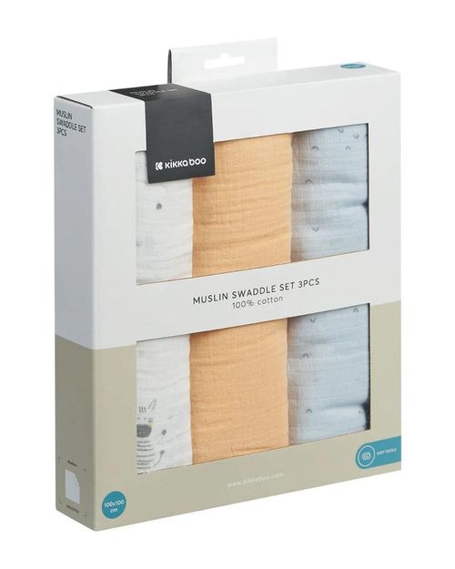 купить Аксессуар для пеленания Kikka Boo 31103010096 Pelinci de muselina Stripy Friends, 100x100cm, 3buc в Кишинёве 