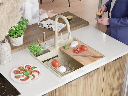 cumpără Chiuvetă bucătărie Primagran New York Multispace 60 Beige + accesorii 580x530 MNAKB#N în Chișinău 