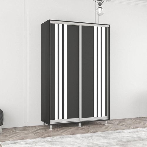 купить Шкаф Mobildor-Lux Арон с раздвижными дверцами с планками (130x60x200H см) Антрацит в Кишинёве 