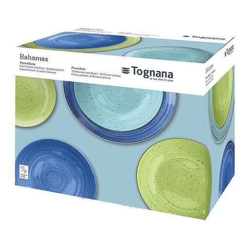 купить Тарелка Tognana 31894 Bahamas 18buc, trei culori, portelan в Кишинёве 