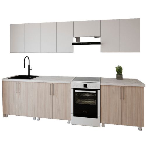 cumpără Mobilă pentru bucatarie Smartex (30039) K1 300cm Alb+Stejar Deschis în Chișinău 