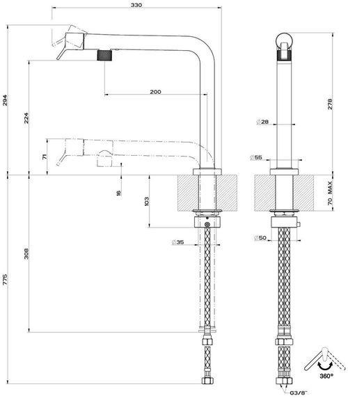 cumpără Bateria bucătărie Gessi 60071-031 Suggiu Chrome în Chișinău 