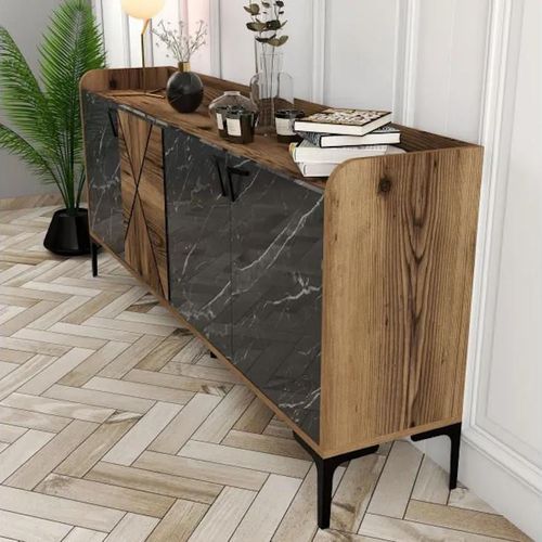 cumpără Casetieră Trendy Venedik, Nuc, Marmura Neagra 180x78x35cm în Chișinău 