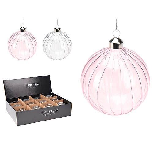 cumpără Decor de Crăciun și Anul Nou Promstore 36818 Glob pentru brad de Craciun cu ornamente 100mm, sticla organica , 2 culori în Chișinău 