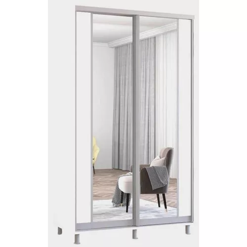 cumpără Dulap Mobildor-Lux Aron-P uși glisante din PAL cu oglindă vertical (140x60x220H cm) Alb Brilliant în Chișinău 