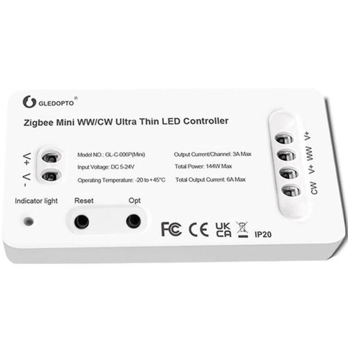 купить Выключатель электрический Gledopto GL-C-006P(Mini) ZigBee Pro Ultra Thin Mini WW/CW LED strip controller в Кишинёве 