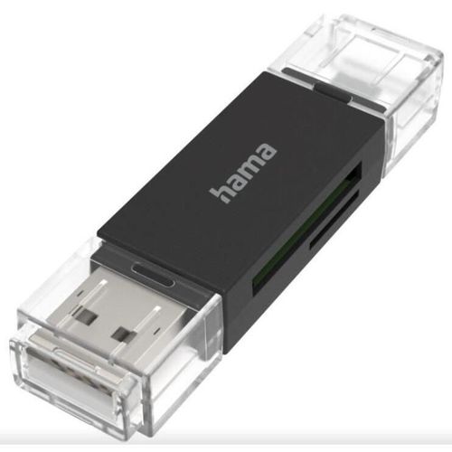 cumpără Cititor de carduri Hama 200130 USB Card Reader, OTG, USB-A + Micro-USB, USB 2.0, SD/microSD în Chișinău 