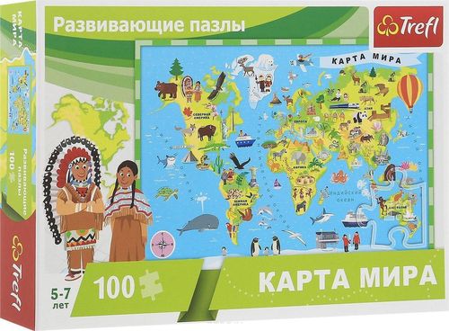 купить Головоломка Trefl 15527 Puzzles - 100 Educational - World Map - Ru в Кишинёве 