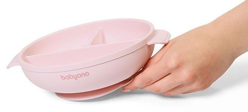 купить Посуда для кормления BabyOno 1661/02 Placa de silicon cu ventuza si capac (roz) в Кишинёве 