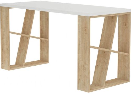 cumpără Masă de birou Trendy Miere, alb, stejar 140x75x60cm în Chișinău 