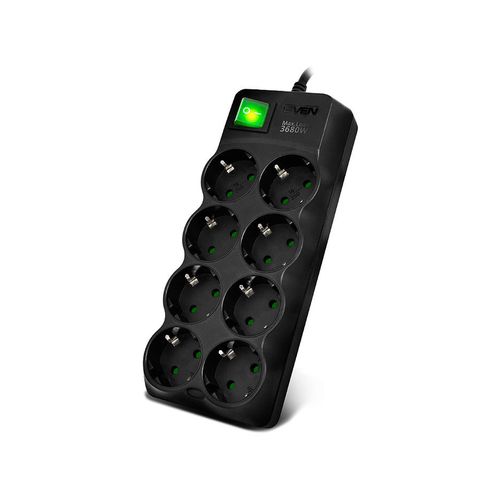 cumpără Filtru  Surge Protector SVEN SF-08E-16, 8 Sockets, Children protection, 1.8m, Black (Priza cu protectie - prelungitor/basic surge protection) în Chișinău 