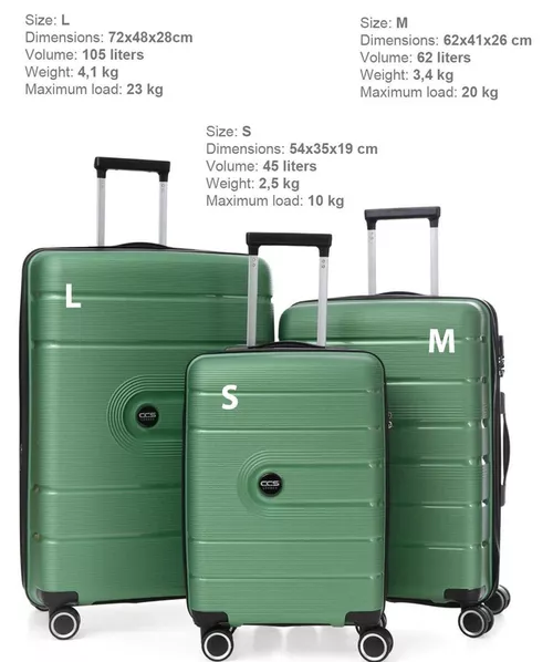 cumpără Valiză CCS 5241 Set Metalic Green în Chișinău 