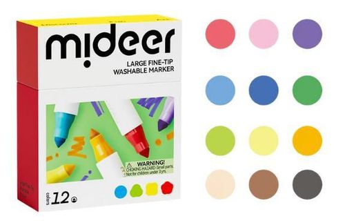 cumpără Set de creație Mideer MD1549 Set de markere lavabile cu vârf subțire, 12 culori în Chișinău 