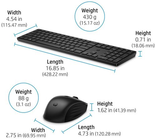купить Клавиатура + Мышь HP 655 Wireless Keyboard and Mouse Combo (En/Rus) black (4R009AA#ACB) в Кишинёве 