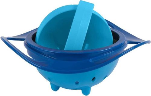 купить Посуда для кормления BabyJem 350 Bol multifunctional cu capac si rotire 360 grade Amazing Bowl Albastru в Кишинёве 