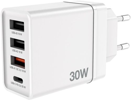 купить Зарядное устройство сетевое Verbatim VER_49701 USB Charger 30W, 4 Port, White в Кишинёве 