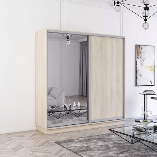 купить Шкаф Mobildor-Lux Fox uși glisante din oglindă și PAL (190x60x220H cm) Sonoma в Кишинёве 