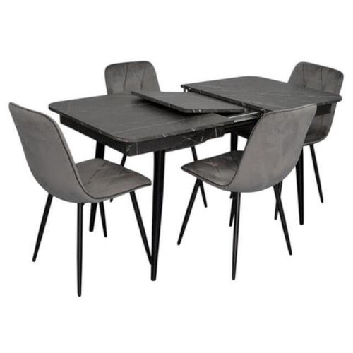 cumpără Set masă și scaune Evelin di Costacurta стол DT-431-3R B + 4 стула YTC-080B, BLU-14 Dark grey în Chișinău 