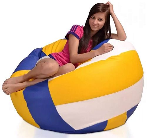cumpără Fotoliu BeanBag BeanBag BM0546, Minge de volei, XL, Piele ecologică Ares, albastru, galben, alb în Chișinău 