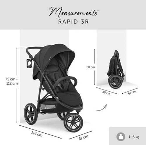 cumpără Сărucior pentru copii Hauck Rapid 3R Black (3roti) în Chișinău 