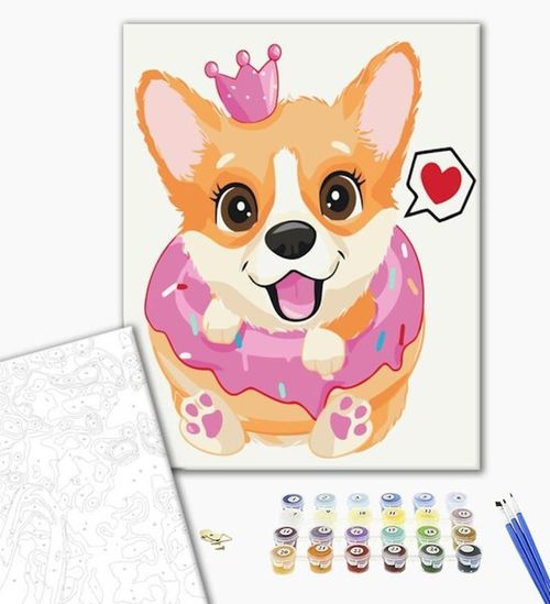 cumpără Tablou pe numere BrushMe KBS7102FC 30x40 сm (fără cutie) Prințesa corgi în Chișinău 