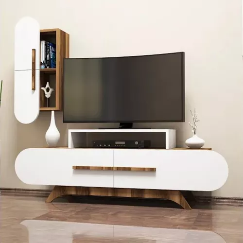 cumpără Comodă TV Trendy Trandafir S, Nuc, Alb 145x49x36cm în Chișinău 