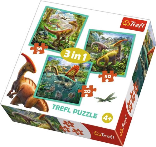 купить Головоломка Trefl 34837 Puzzles 3in1 World of Dinosaur в Кишинёве 
