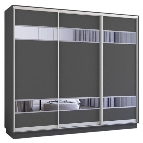 cumpără Dulap Mobildor-Lux Fox uși glisante din PAL cu elemente din oglindă (340x60x200H cm) Anthracite în Chișinău 