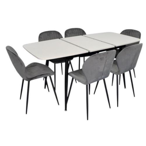 купить Комплект стол и стулья Evelin di Costacurta стол DT-532R B + 6 стульев YTC-064B Blu-14 (Dark grey) в Кишинёве 