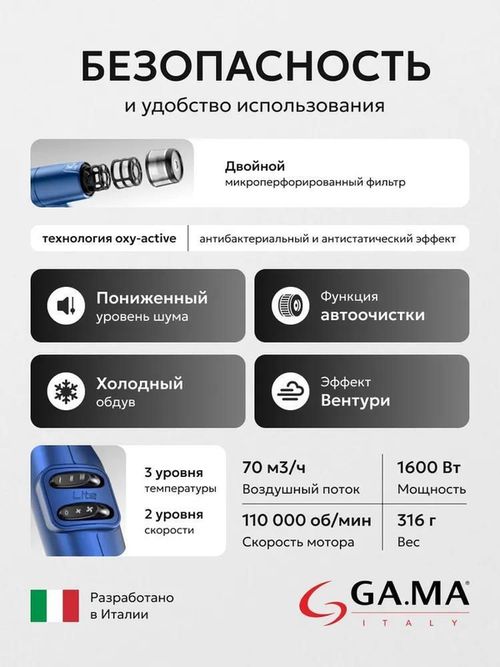 cumpără Uscător de păr GA.MA Italy PH6030.BL Iq Lite Blue în Chișinău 