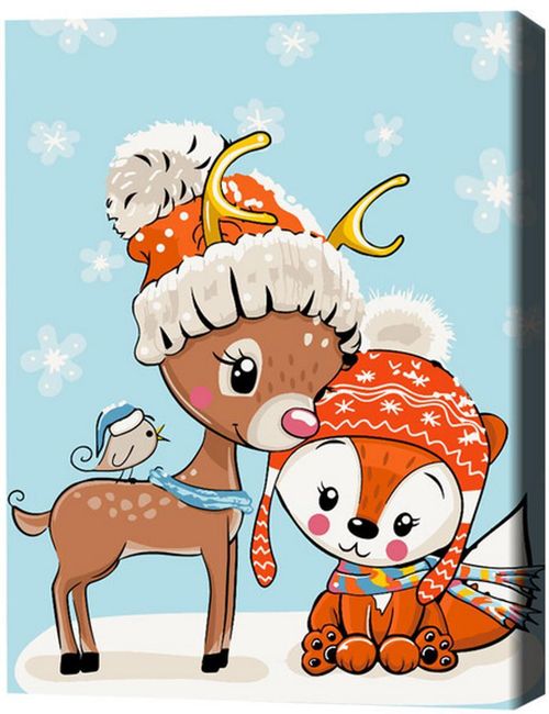 купить Картина по номерам BrushMe KBS0077FC 30x40 сm (fără cutie) Micul cerb cu vulpița в Кишинёве 