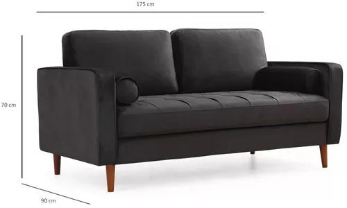 cumpără Canapea Trendy Roma Negru, 90x70x175cm (2 locuri) în Chișinău 