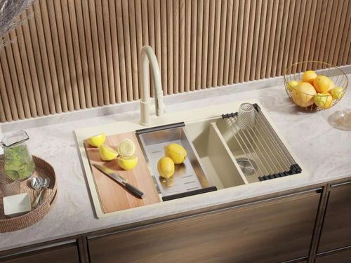 купить Мойка кухонная Primagran Oslo 80 Duo Top Beige + accesorii 530x780 MOVKB в Кишинёве 