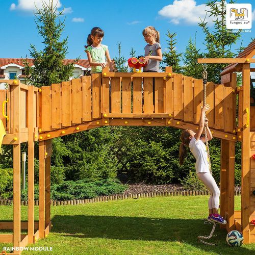купить Детская площадка Fungoo Maxi Set JOYFUL CASTEL (My_Space_XL Fortress Toybox Rainbow) teak painted в Кишинёве 