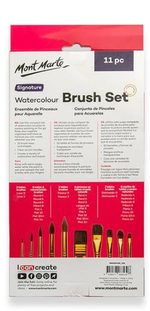 купить Набор для творчества Mont Marte BMHS0068 Set pensule acuarela in penar Signature, 11buc в Кишинёве 
