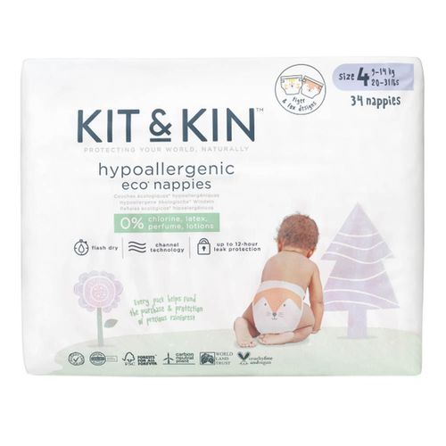 Гипоаллергенные эко-подгузники Kit&Kin 4 (9-14 kg) 128 шт 