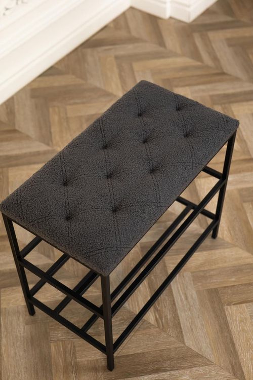 cumpără Raft pentru încălțăminte Nex Home Pantofar 3 nivele Teddy, metal, max.150kg, 80x32x52cm, 54 Gri inchis în Chișinău 