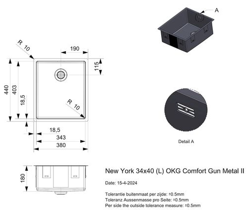 cumpără Chiuvetă bucătărie Reginox R39335 New York 34x40 Gun Metal II în Chișinău 