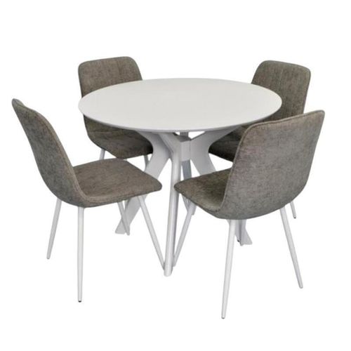 купить Комплект стол и стулья Evelin di Costacurta стол Raffles Round White + 4 стула YTC-078Wh UF885-14 Grey в Кишинёве 