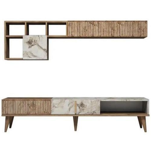 купить Стенка Trendy Milano Орех, Белый мрамор, 180x40x35 см (GTR000179) в Кишинёве 