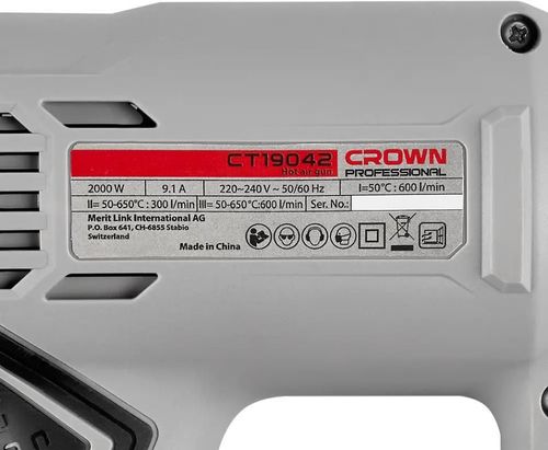 купить Строительный фен Crown CT19042K 2000W 50-650°C 600l/min в Кишинёве 