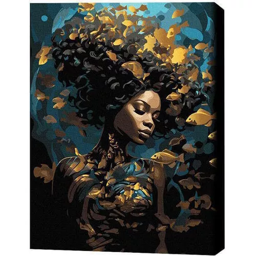 cumpără Tablou pe numere BrushMe BSB0007FC 40x50сm (pânză neagră/fără cutie) Nimfa mării în Chișinău 